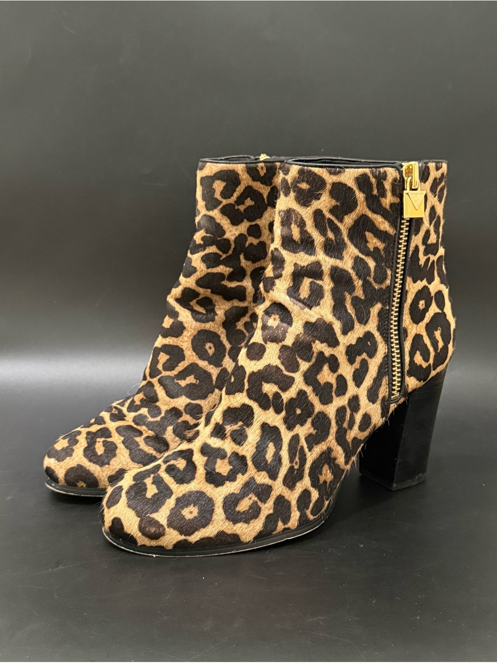 MICHAEL Michael Kors Margaret Haircalf Leather Cheetah Ankle Boots Size 8.5